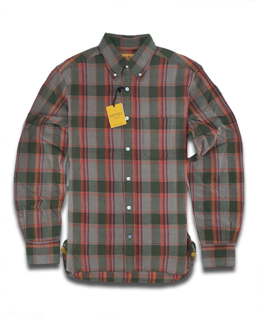 N°5 Classic Buttondown Collar LS Green Orange data-zoom-image=