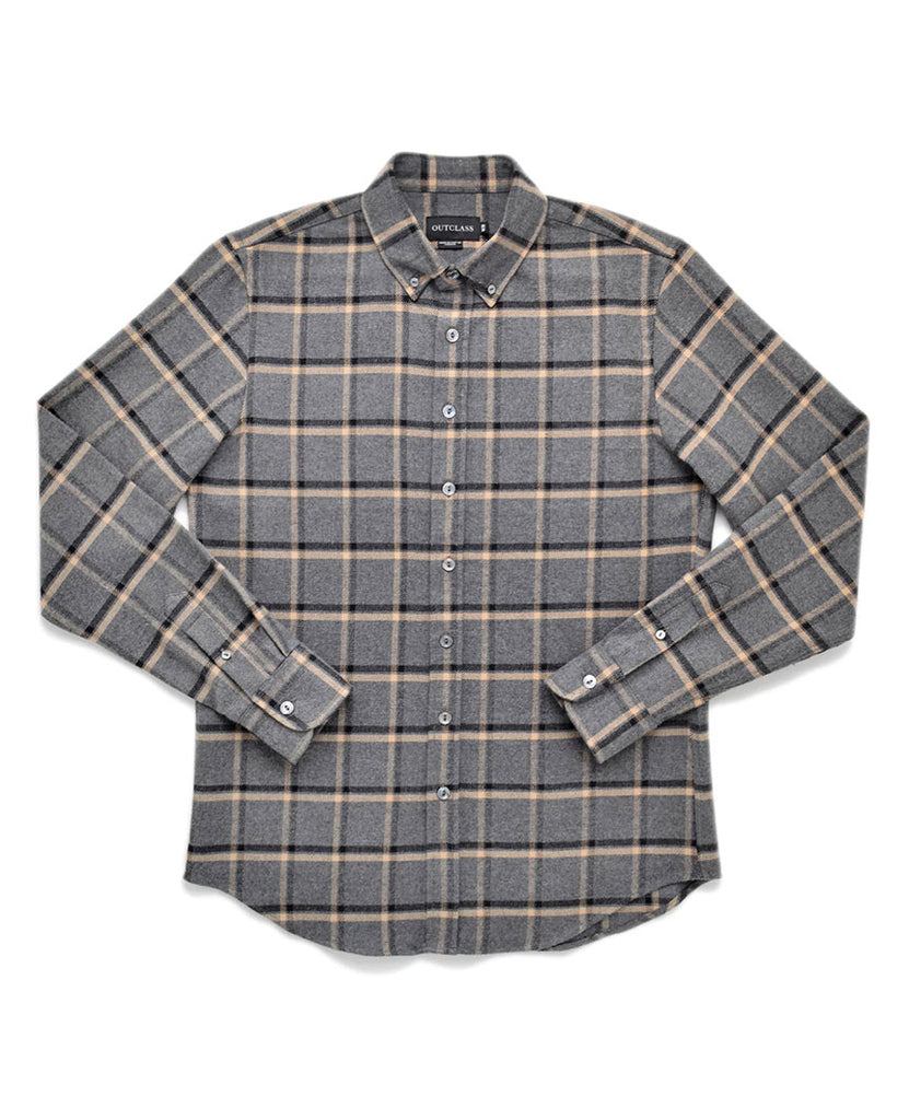 Grey Plaid Blanket Flannel Shirt data-zoom-image=