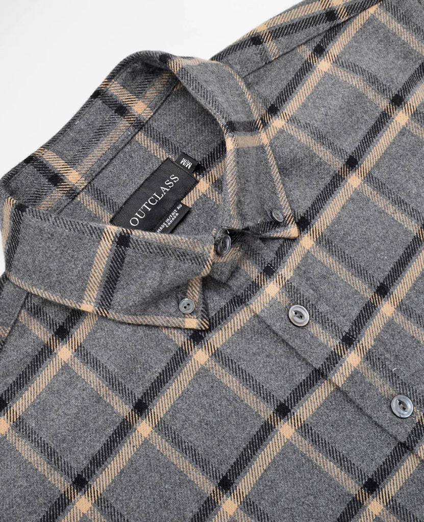 Grey Plaid Blanket Flannel Shirt data-zoom-image=