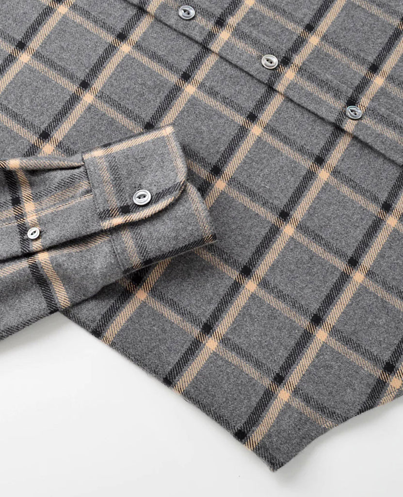 Grey Plaid Blanket Flannel Shirt data-zoom-image=