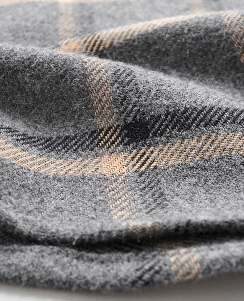 Grey Plaid Blanket Flannel Shirt data-zoom-image=