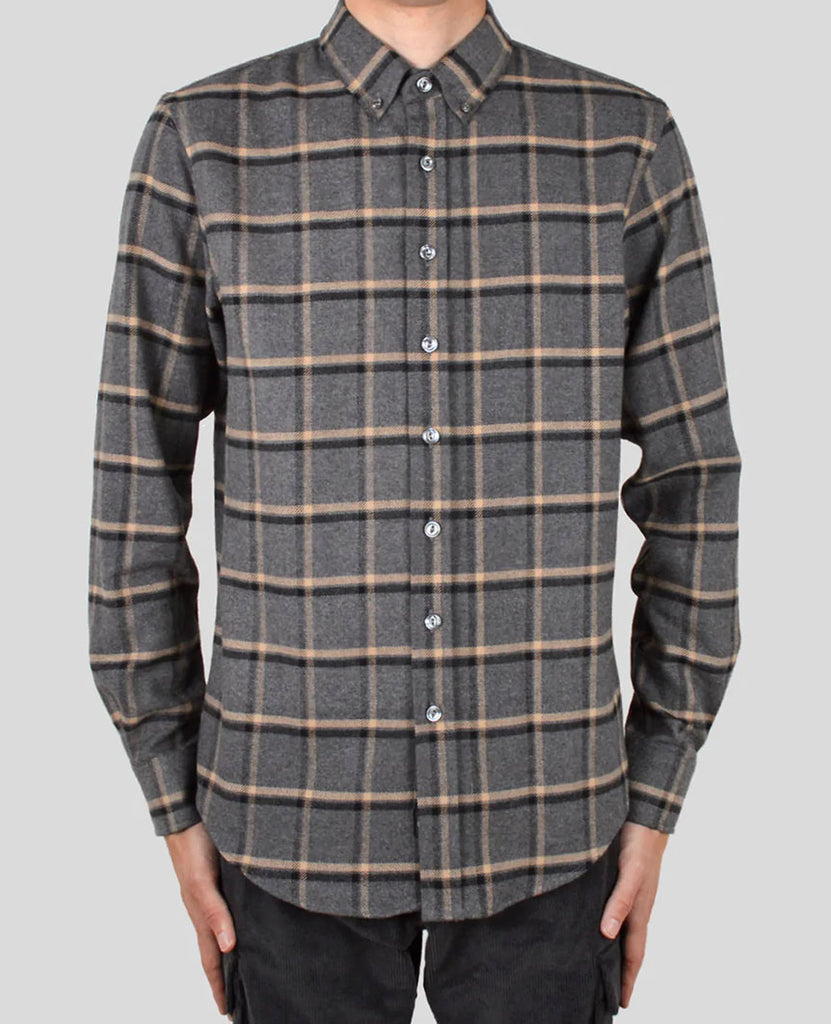 Grey Plaid Blanket Flannel Shirt data-zoom-image=
