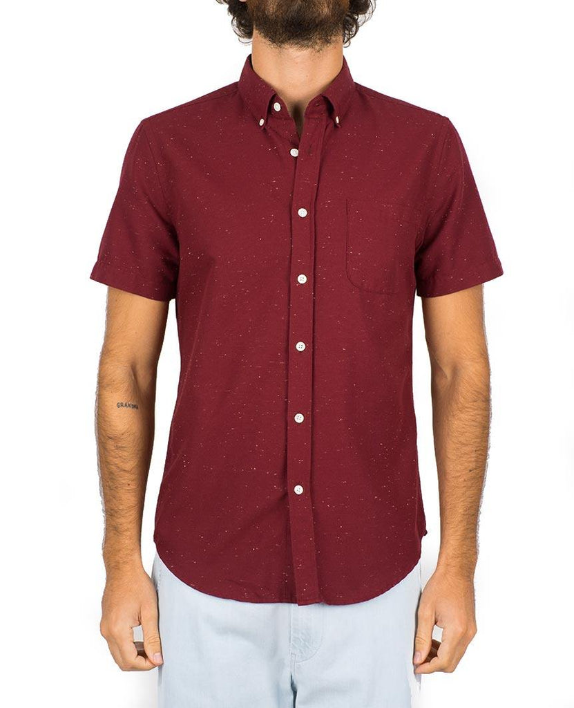 Blur Bordeaux Short Sleeve Buttondown Shirt data-zoom-image=