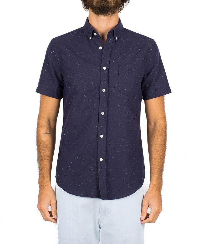 Blur Navy Short Sleeve Buttondown Shirt data-zoom-image=