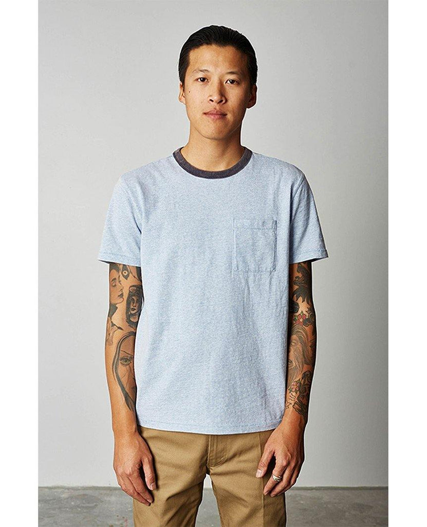 Cade S/S Knit - Heather Blue/Navy data-zoom-image=