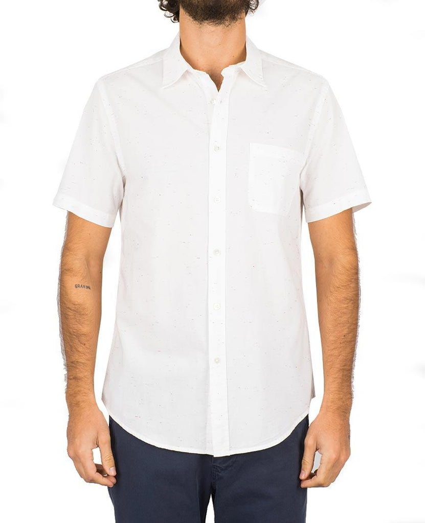 Ebano White Short Sleeve Buttondown Shirt data-zoom-image=