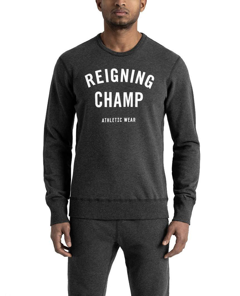 Gym Logo Crewneck Midweight Terry Heather Charcoal data-zoom-image=