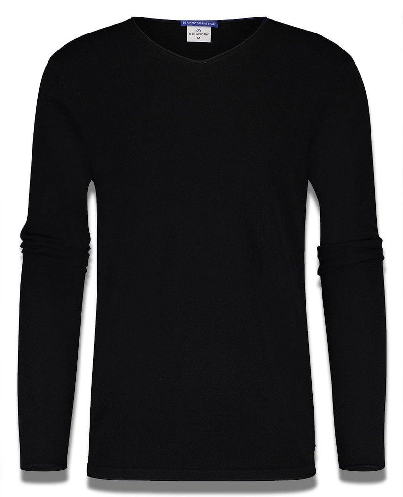 Luxe V-Neck Sweatshirt Black data-zoom-image=