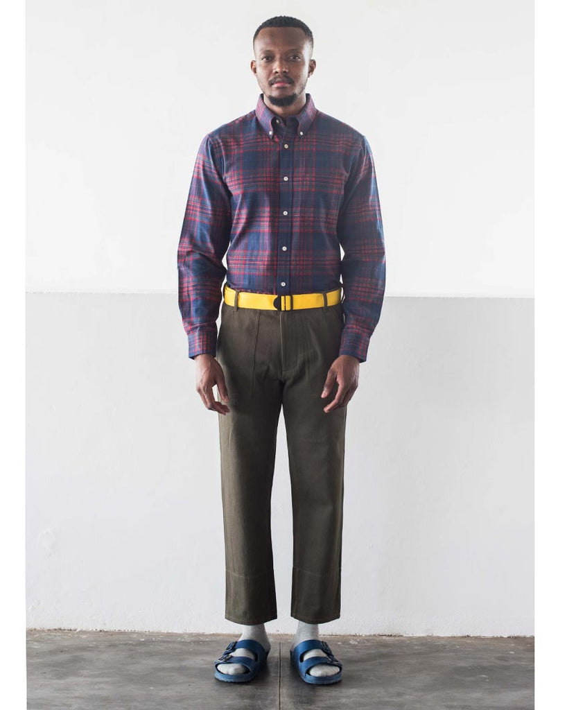 N°5 Classic Buttondown Collar LS Navy Red data-zoom-image=
