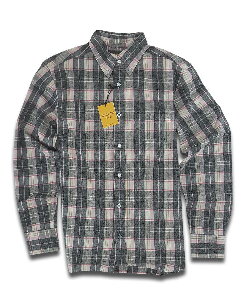 N°5 Classic Buttondown Collar LS Pink Black data-zoom-image=