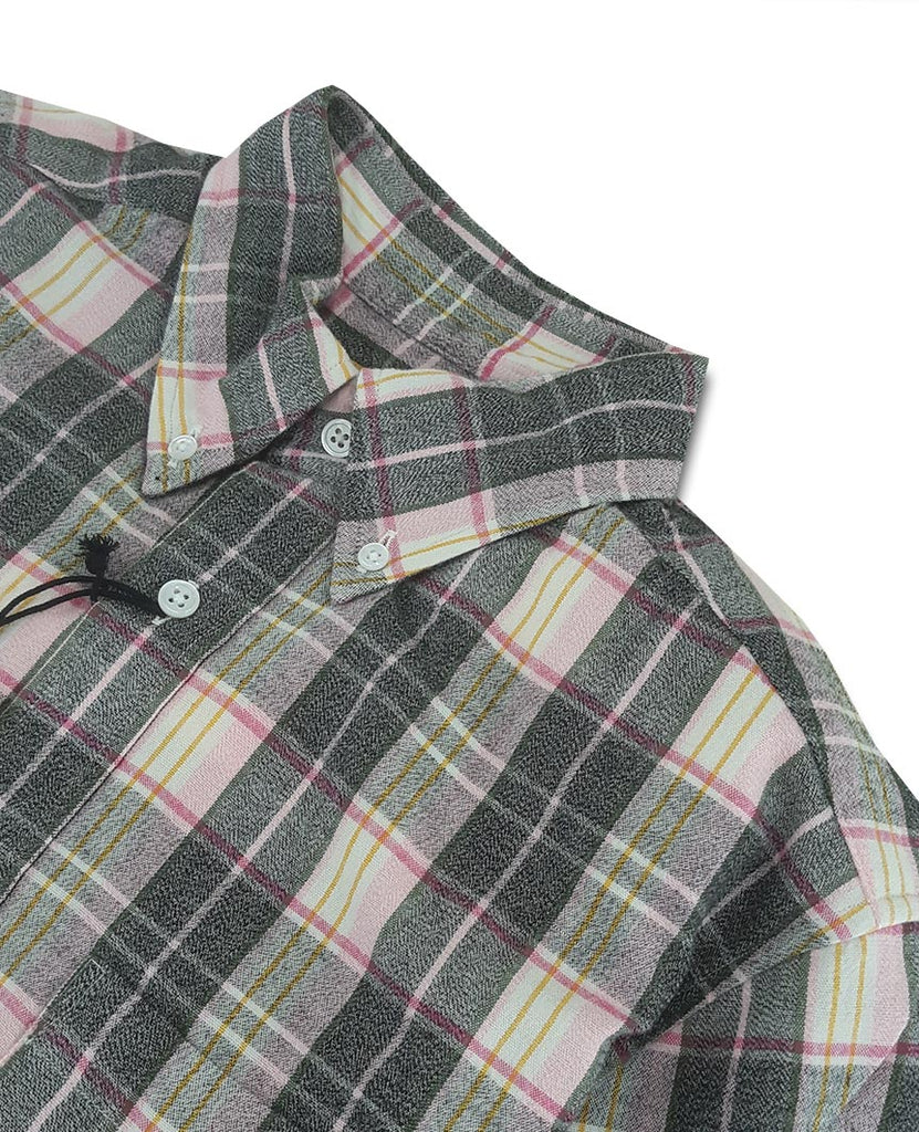 N°5 Classic Buttondown Collar LS Pink Black data-zoom-image=