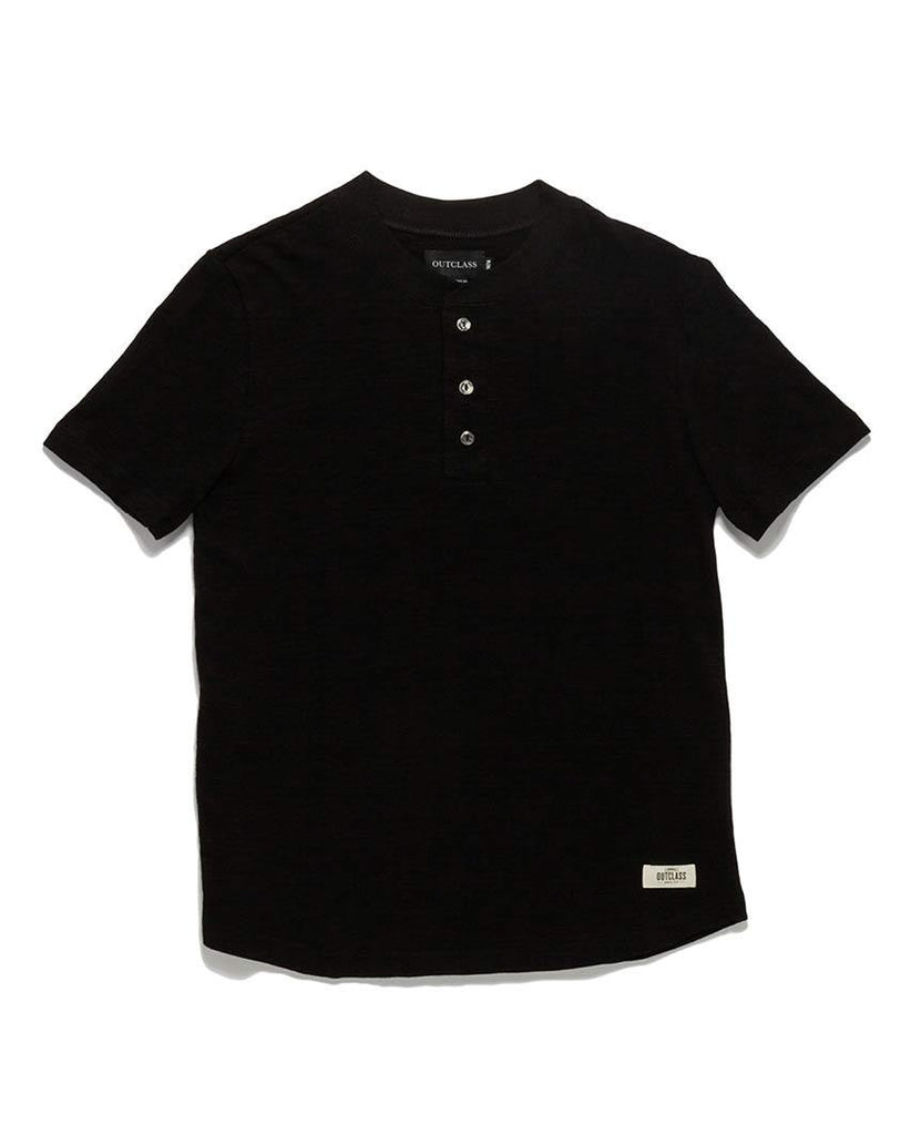 Black Slub S/S Henley data-zoom-image=