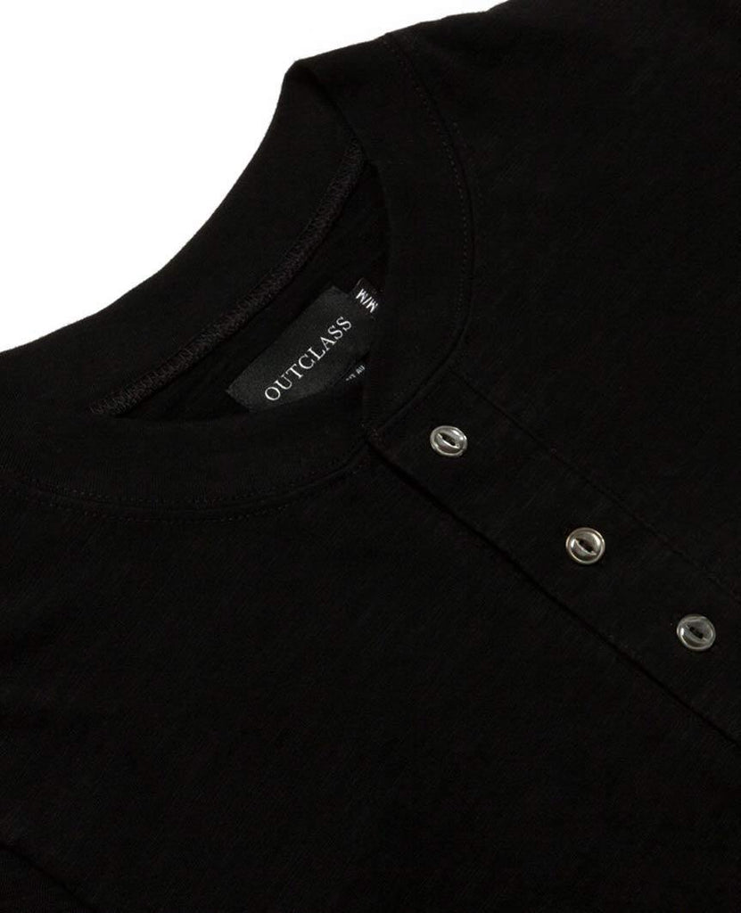 Black Slub S/S Henley data-zoom-image=