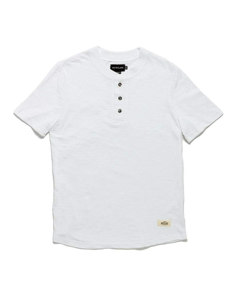 White Slub  S/S Henley data-zoom-image=