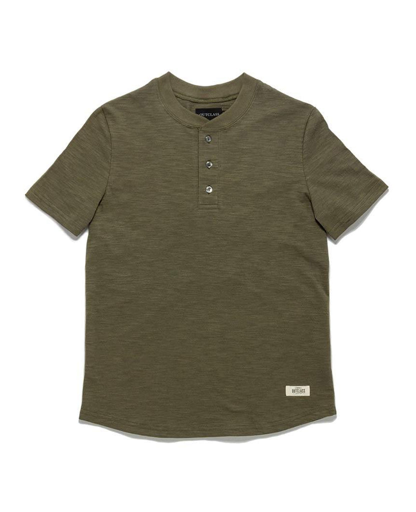 Olive Slub  S/S Henley data-zoom-image=