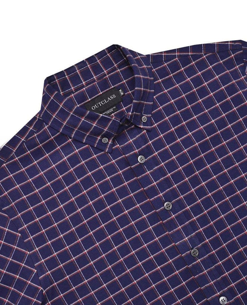 Navy Tattersall Plaid Flannel Shirt data-zoom-image=