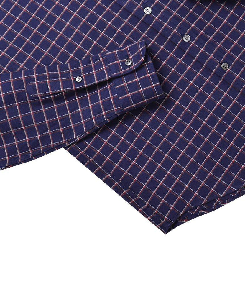 Navy Tattersall Plaid Flannel Shirt data-zoom-image=
