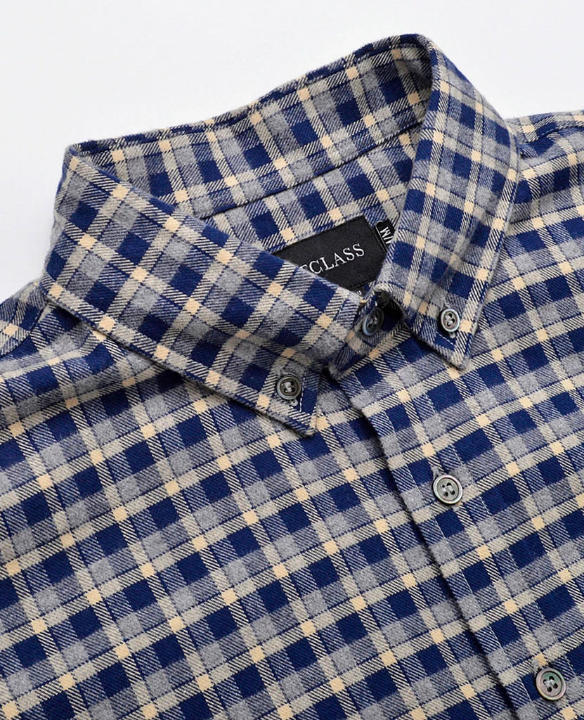 Navy Check Flannel Shirt data-zoom-image=