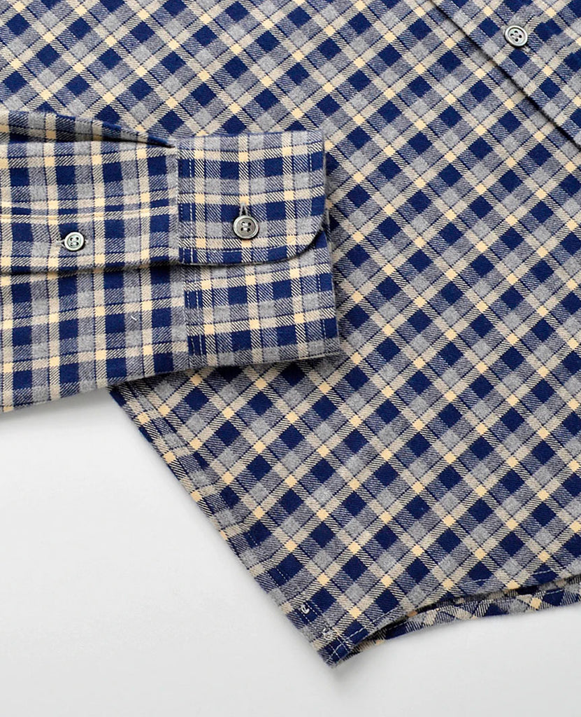 Navy Check Flannel Shirt data-zoom-image=