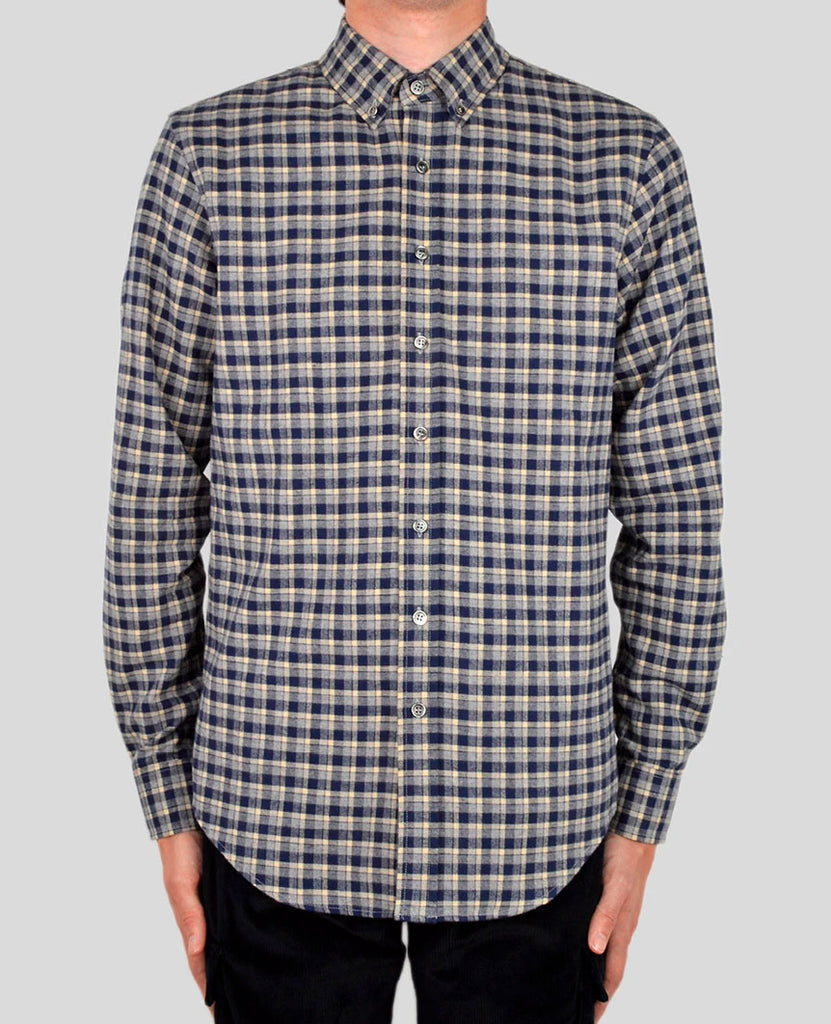Navy Check Flannel Shirt data-zoom-image=