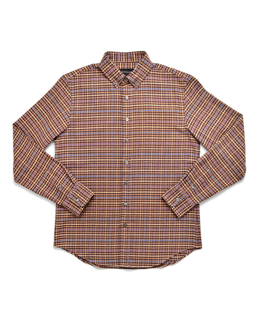 Brown Twill Check Flannel Shirt data-zoom-image=