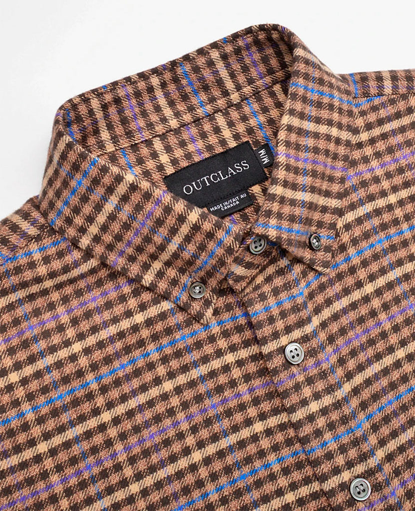 Brown Twill Check Flannel Shirt data-zoom-image=