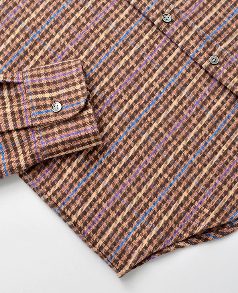 Brown Twill Check Flannel Shirt data-zoom-image=
