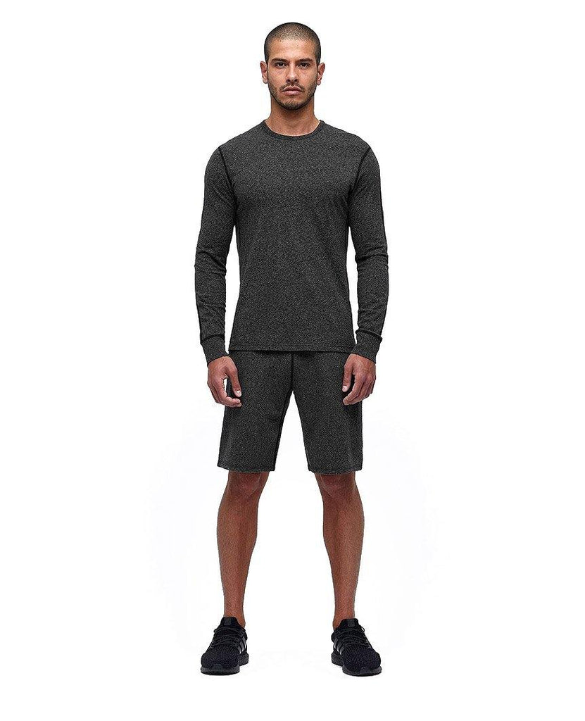 Pima Jersey T-Shirt Long Sleeve Heather Black data-zoom-image=