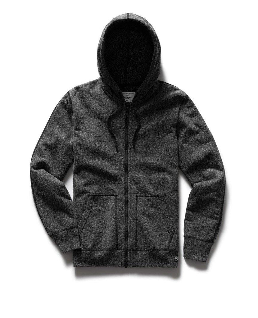 Full Zip Hoodie Midweight Terry Heather Black data-zoom-image=