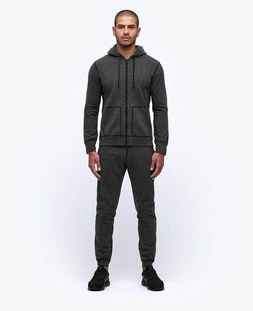 Full Zip Hoodie Midweight Terry Heather Black data-zoom-image=