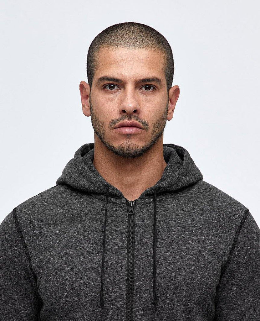Full Zip Hoodie Midweight Terry Heather Black data-zoom-image=
