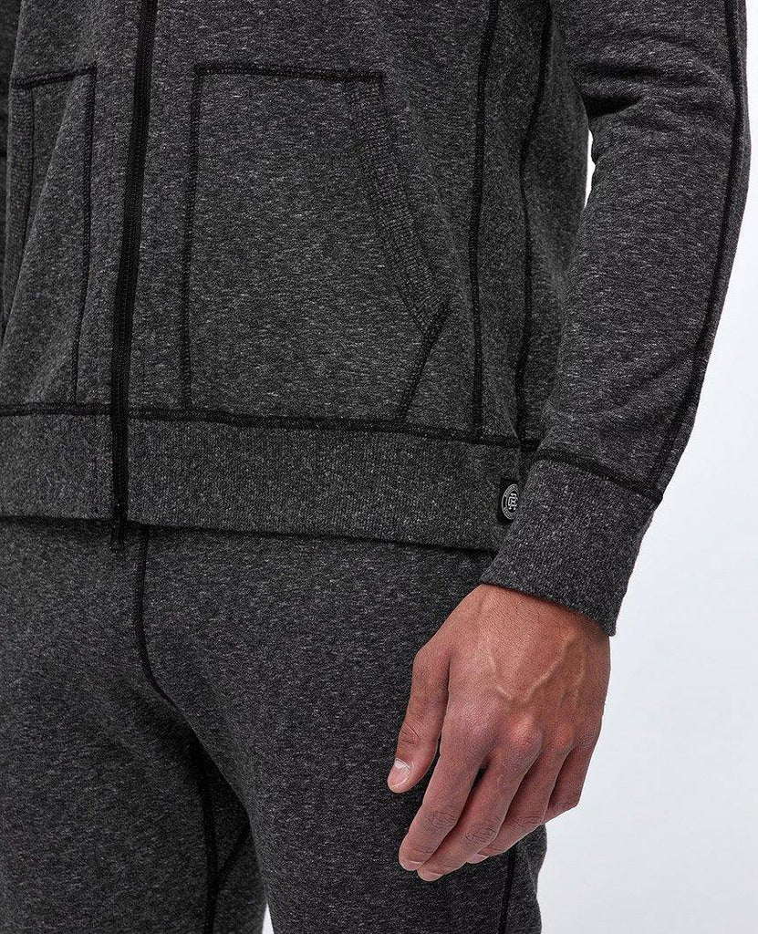 Full Zip Hoodie Midweight Terry Heather Black data-zoom-image=