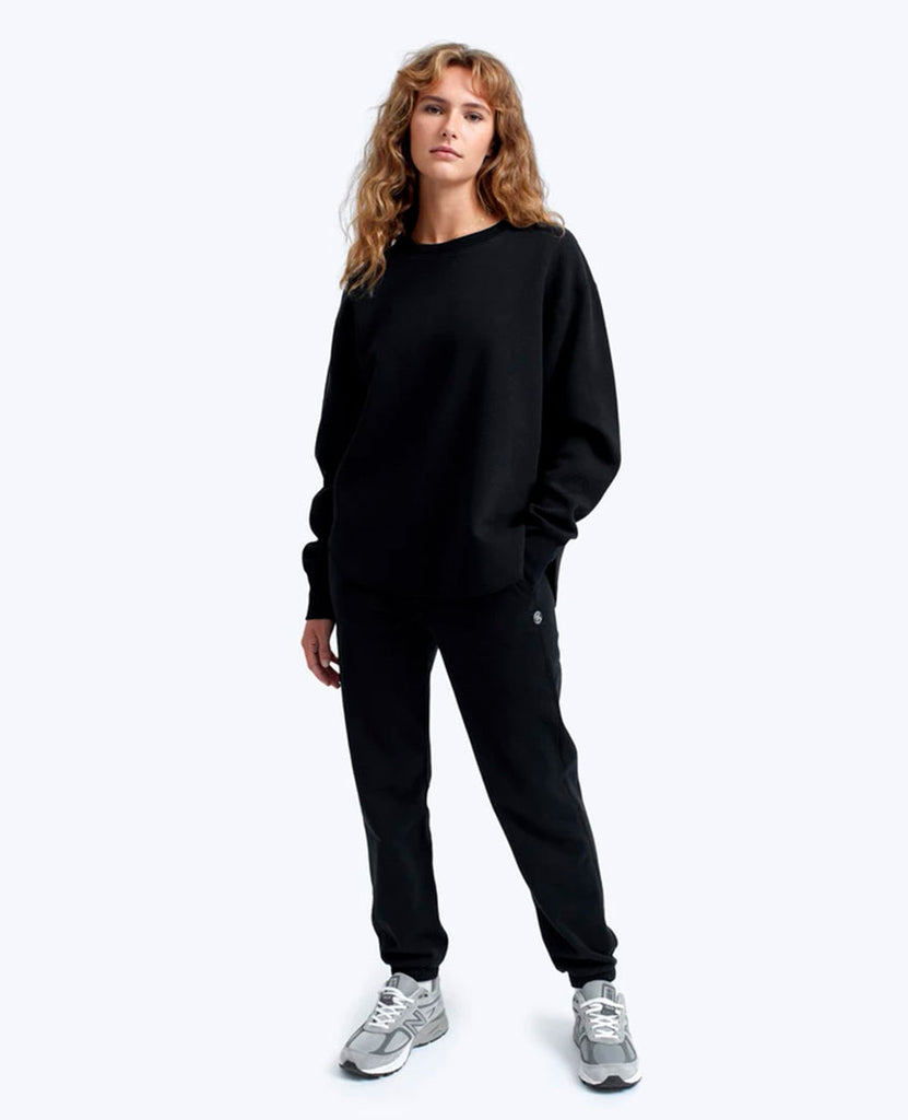Flatback Thermal Relaxed  Crewneck Black Womens data-zoom-image=