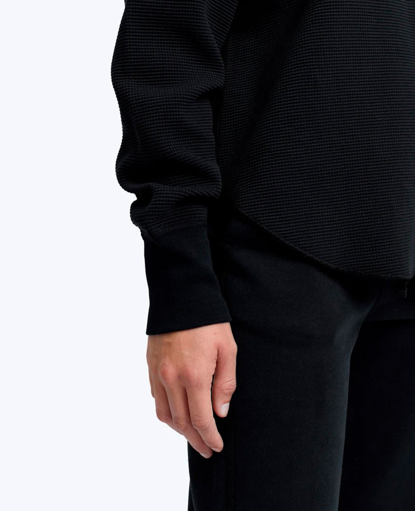 Flatback Thermal Relaxed  Crewneck Black Womens data-zoom-image=