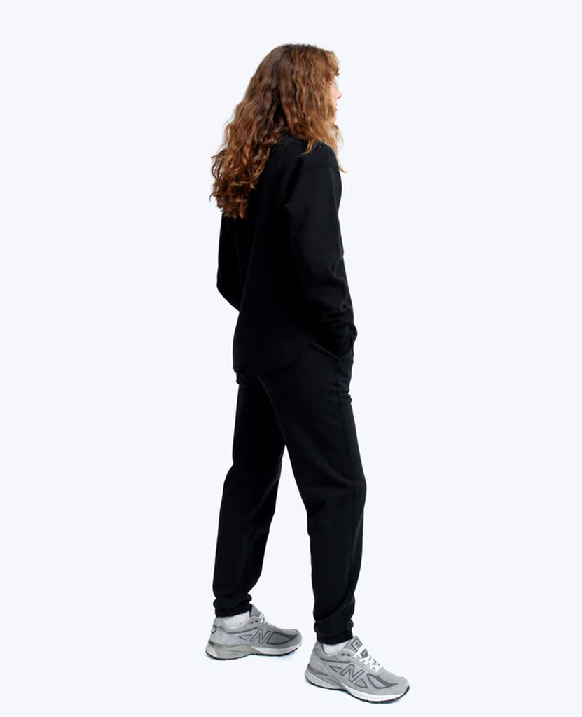 Flatback Thermal Relaxed  Crewneck Black Womens data-zoom-image=