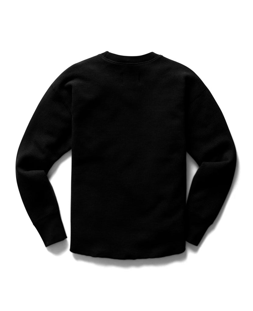 Flatback Thermal Relaxed  Crewneck Black Womens data-zoom-image=