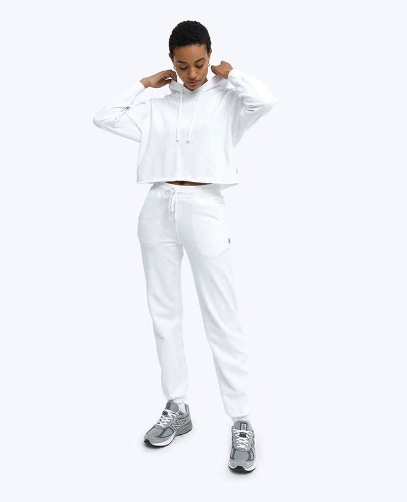 Lightweight Terry Cut-Off Hoodie White Womens data-zoom-image=