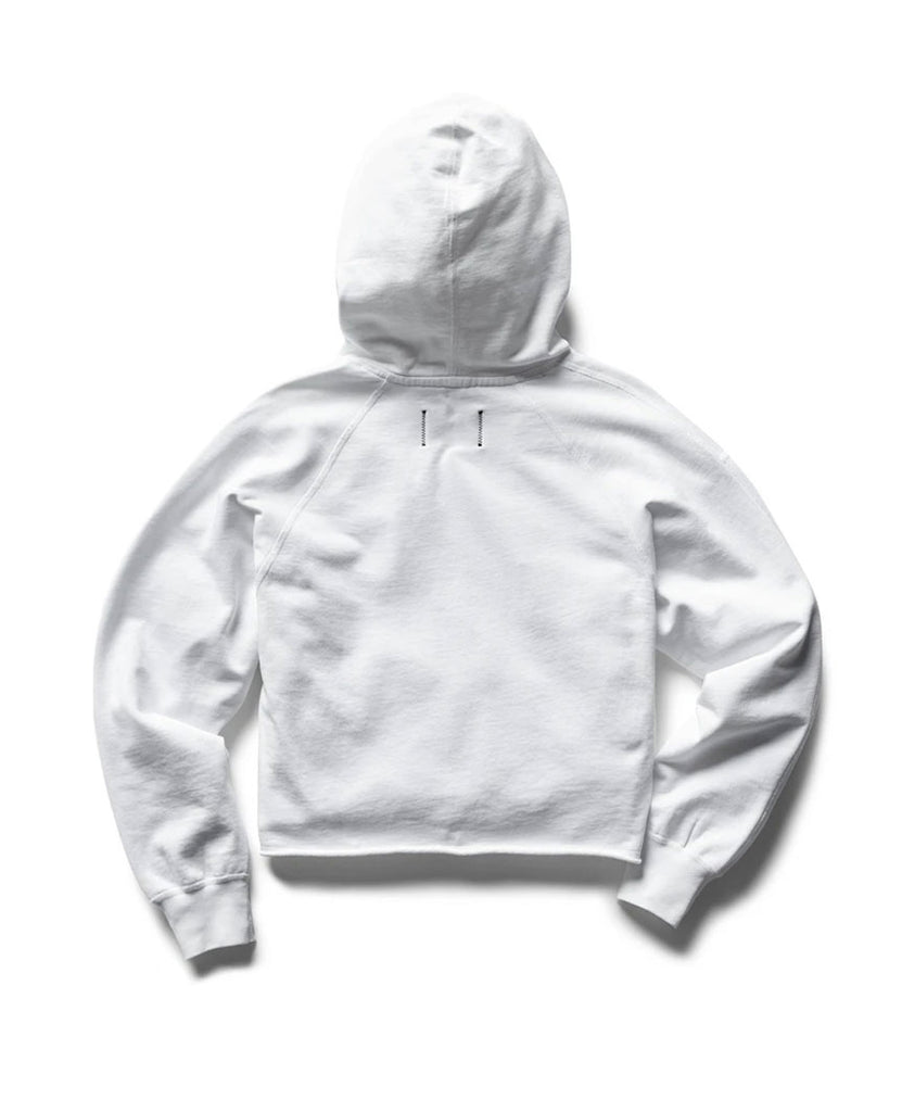 Lightweight Terry Cut-Off Hoodie White Womens data-zoom-image=