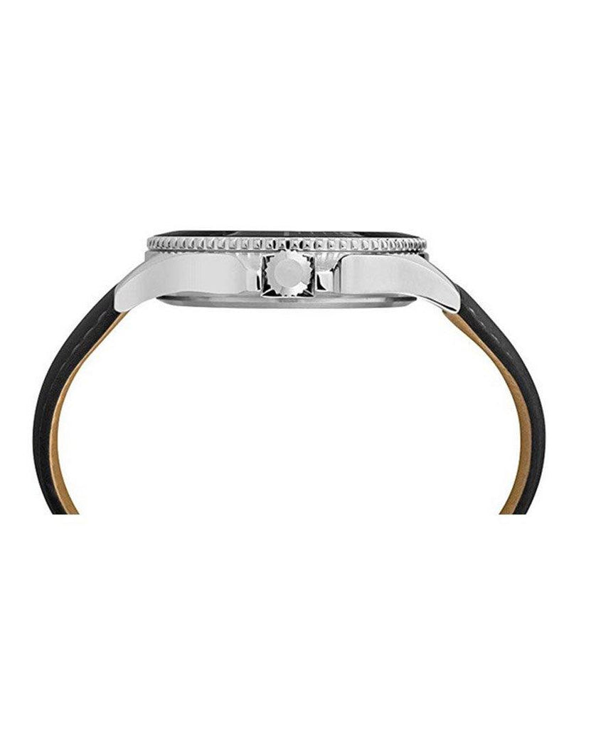 Harborside Classic Black Leather Strap Watch data-zoom-image=