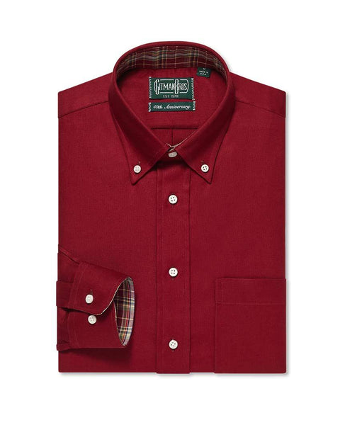 Button Down Crimson Solid Hopsack