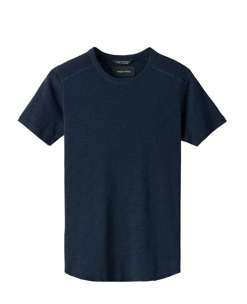 1x1 Slub Short Sleeve Crewneck Navy - Bricks and Bonds data-zoom-image=