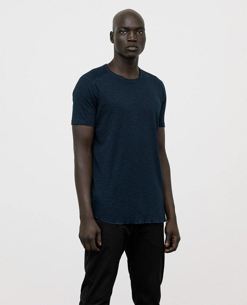 1x1 Slub Short Sleeve Crewneck Navy - Bricks and Bonds data-zoom-image=