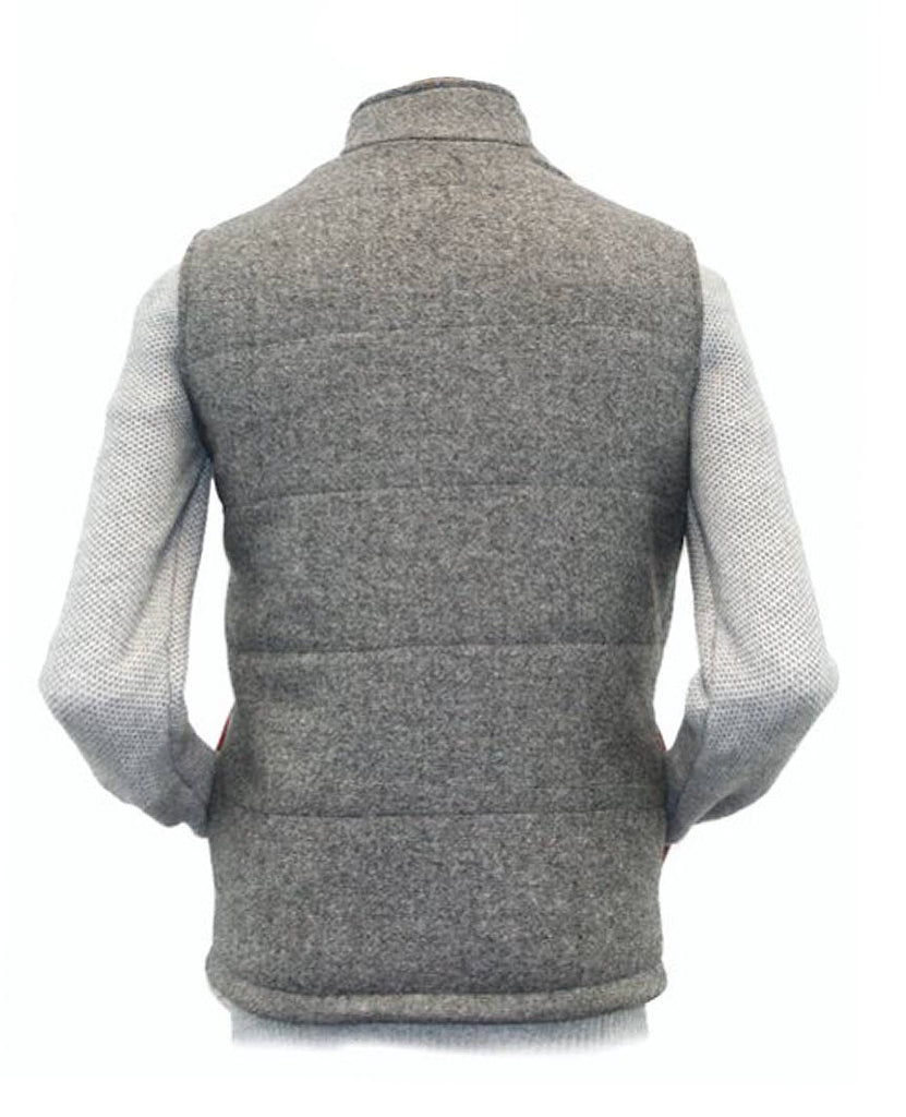 Body Warmer and Gilet Trimmed with Leather Grey Tweed data-zoom-image=