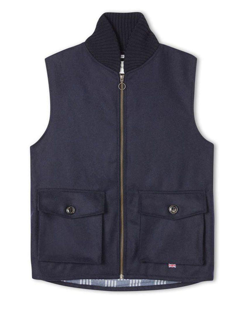 Wilson Wool Shawl Gilet Navy data-zoom-image=