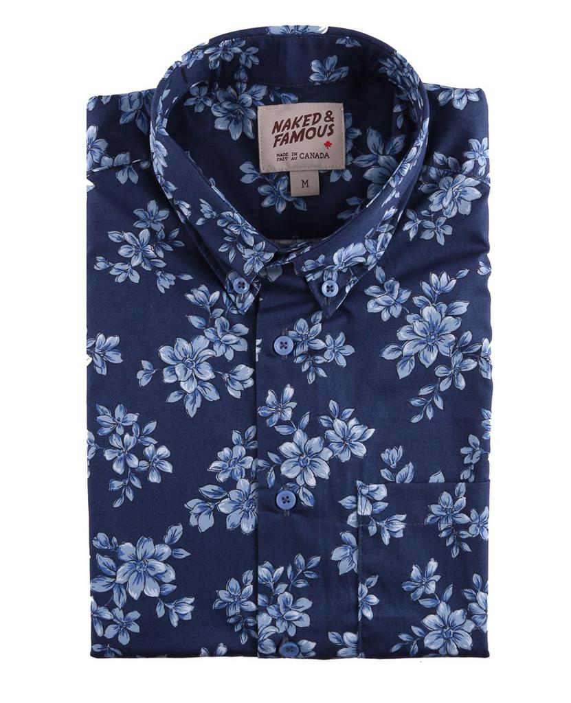Blue Floral Sketch Easy Shirt data-zoom-image=