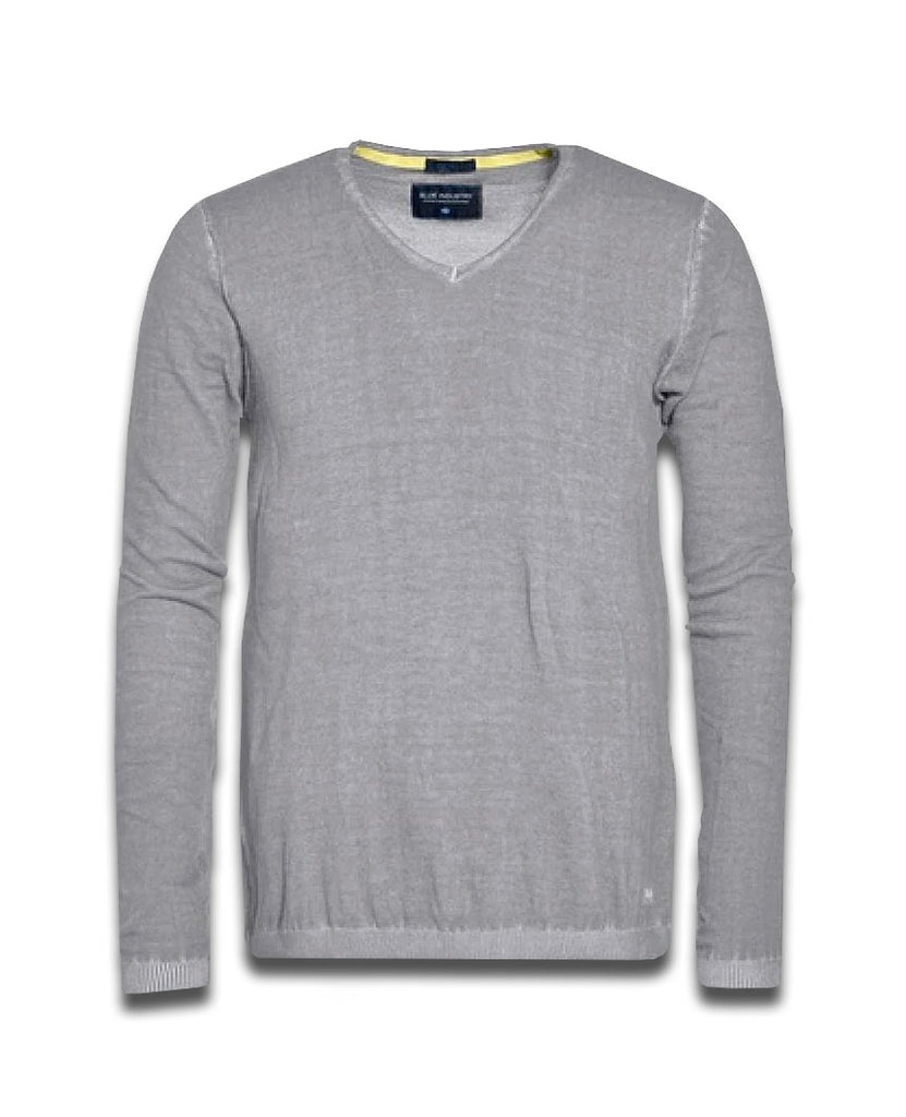 Basic Crew Sweater w Elbow Patch Grey data-zoom-image=
