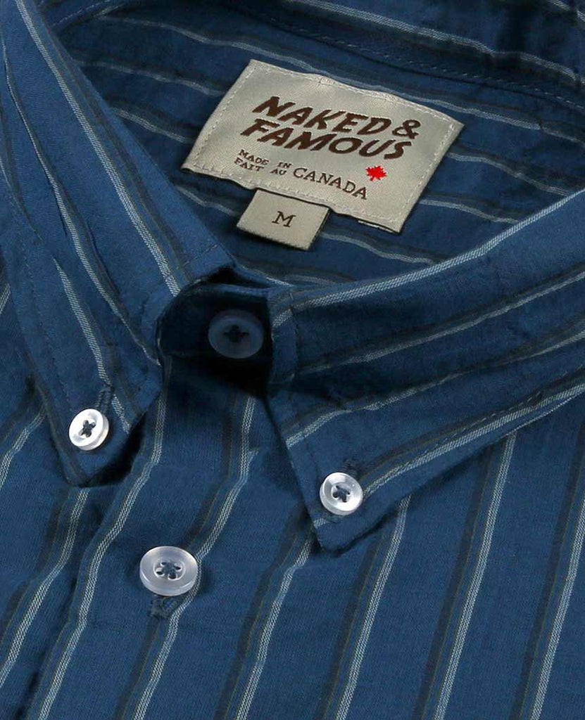 Summertime Vintage Stripe Blue  Regular Shirt data-zoom-image=