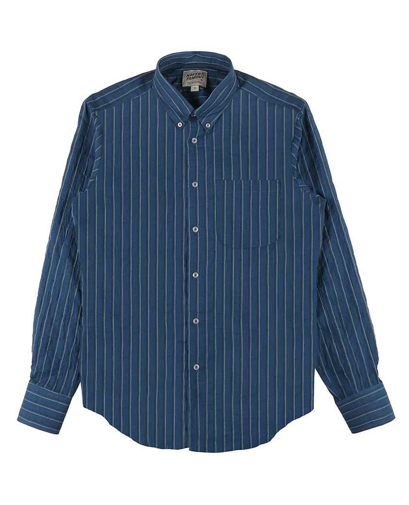 Summertime Vintage Stripe Blue  Regular Shirt data-zoom-image=