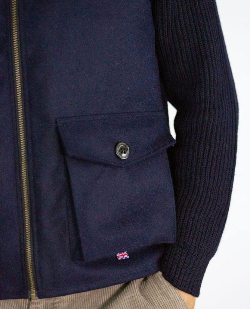 Wilson Wool Shawl Gilet Navy data-zoom-image=