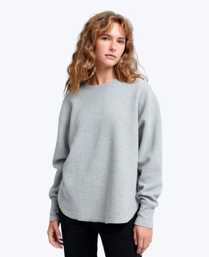 Flatback Thermal Relaxed  Crewneck Heather Grey Womens data-zoom-image=